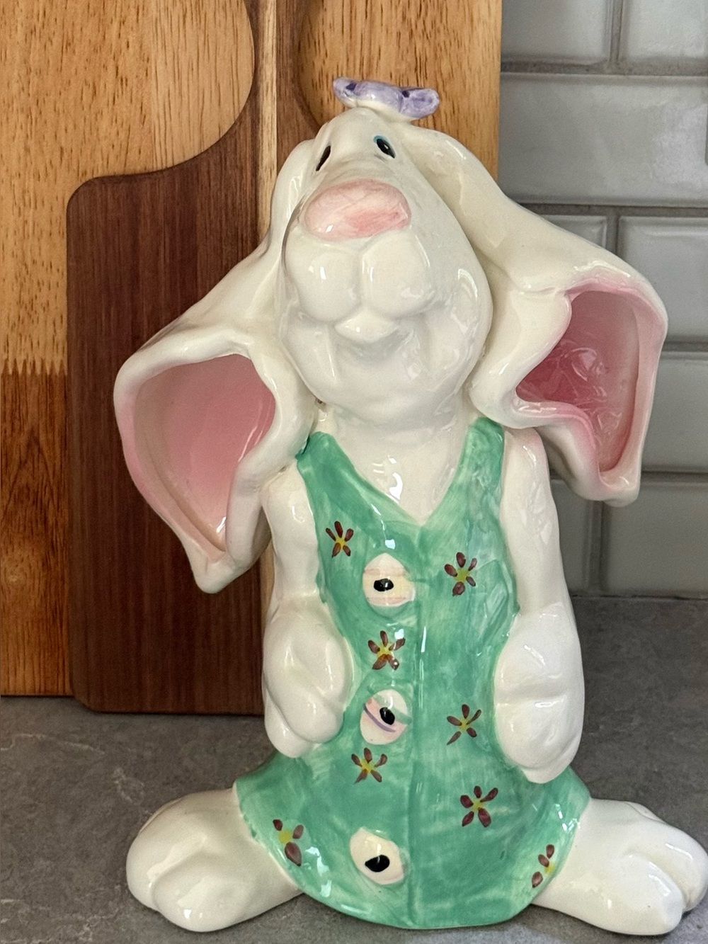 Whimsical Ceramic Bunny Figurine WCL 9” Tall
